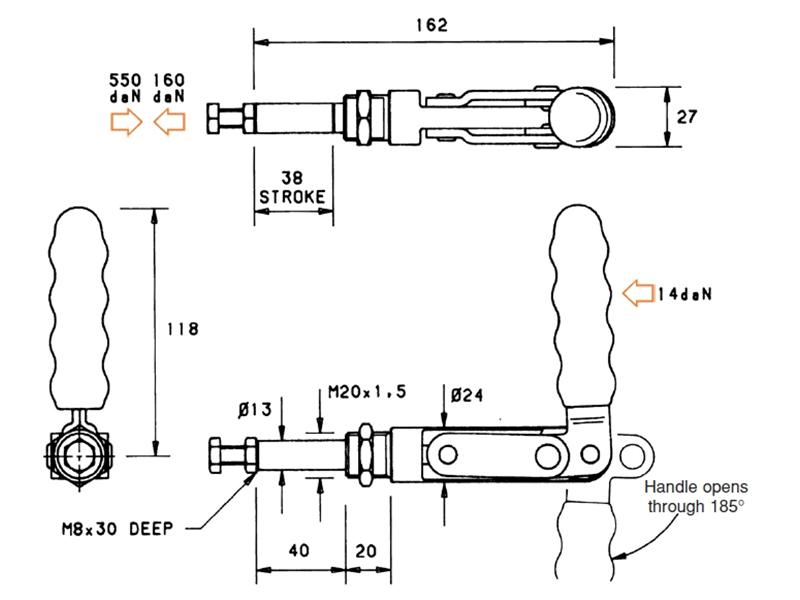 P550 - Steel Push-Pull Clamps - Push-Pull Toggle Clamps - Manual Toggle